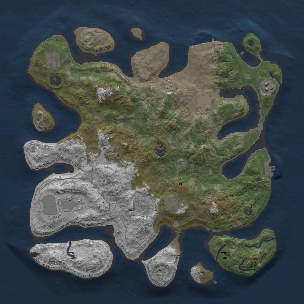 Rust Map: Procedural Map, Size: 4050, Seed: 489424837, 20 Monuments