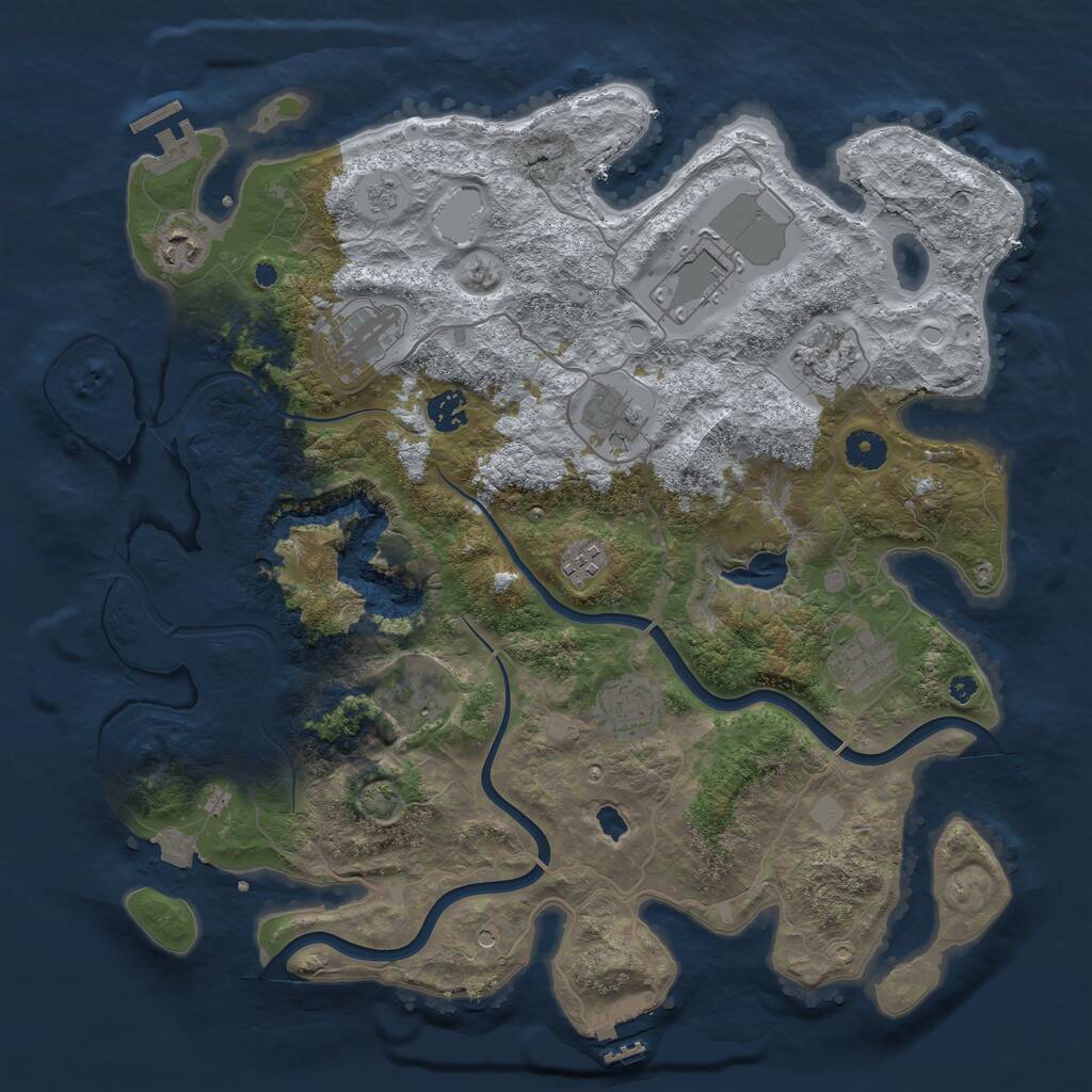 Rust Map: Procedural Map, Size: 4000, Seed: 20410, 16 Monuments