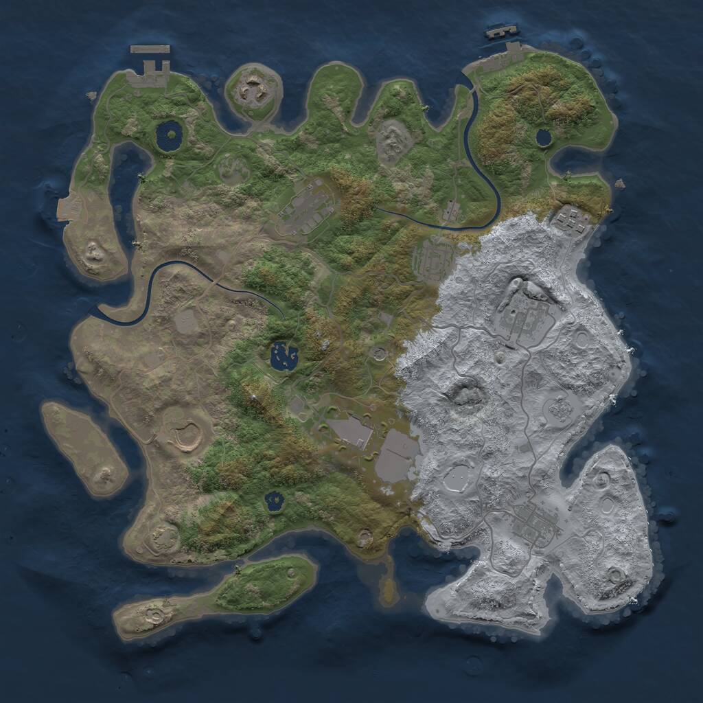 Rust Map: Procedural Map, Size: 3600, Seed: 1747, 15 Monuments