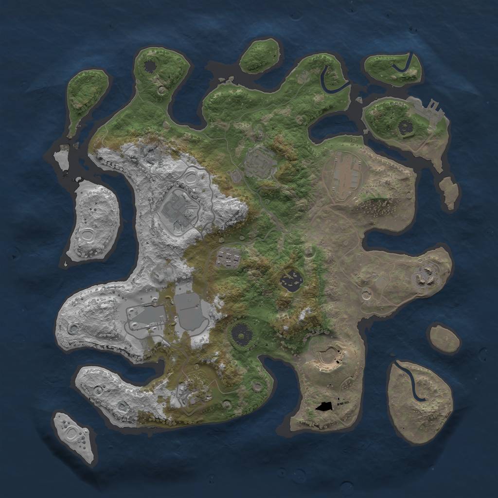 Rust Map: Procedural Map, Size: 3500, Seed: 5613354, 19 Monuments