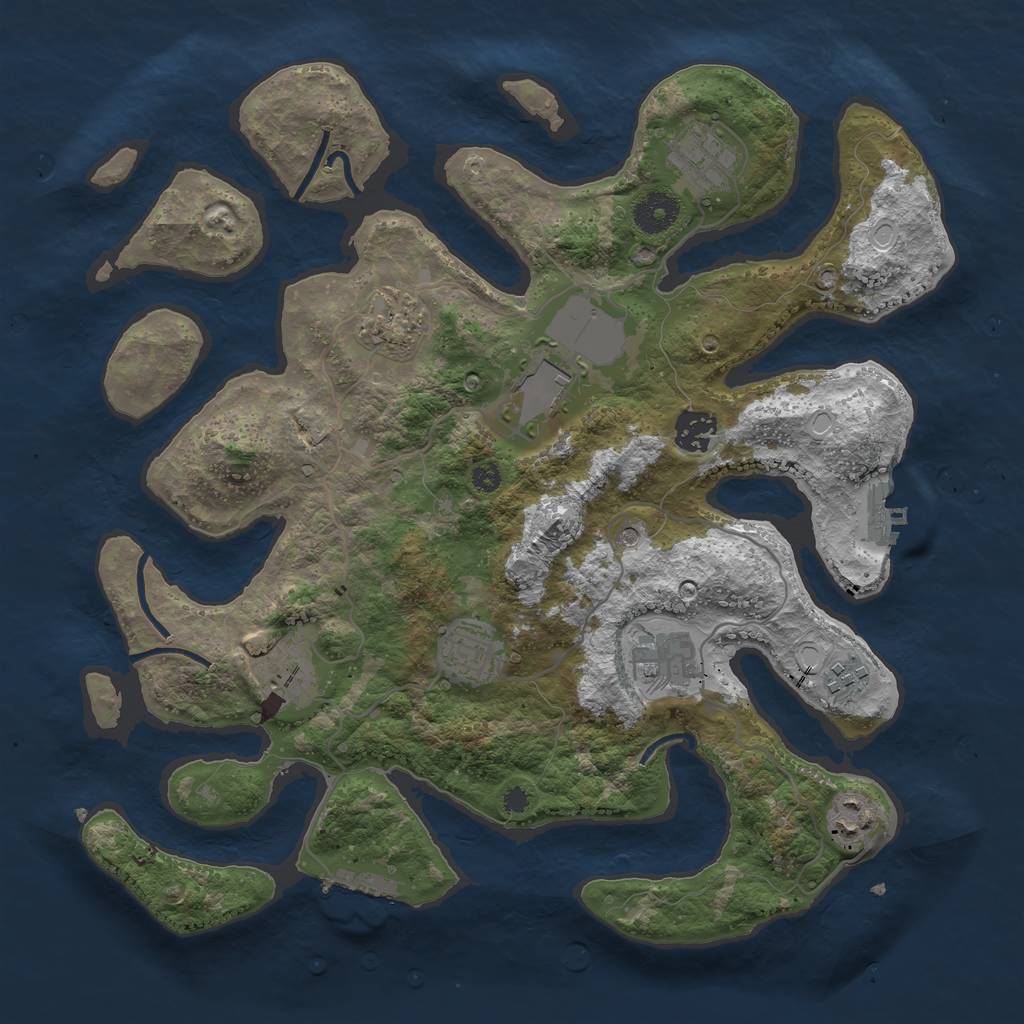 Rust Map: Procedural Map, Size: 3600, Seed: 1258995134, 20 Monuments