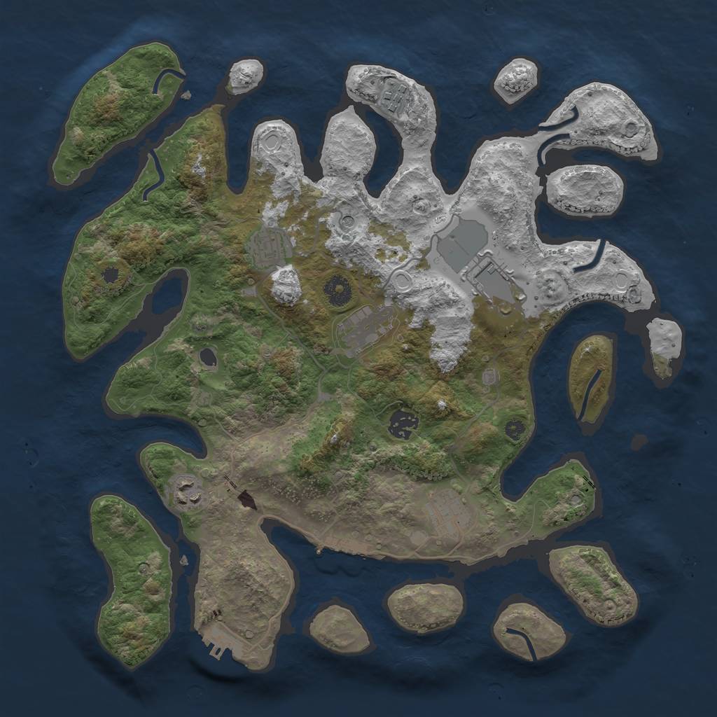 Rust Map: Procedural Map, Size: 3700, Seed: 86185024, 18 Monuments