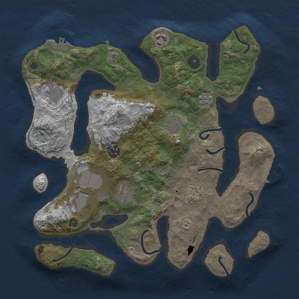 Rust Map: Procedural Map, Size: 3500, Seed: 2137236423, 19 Monuments