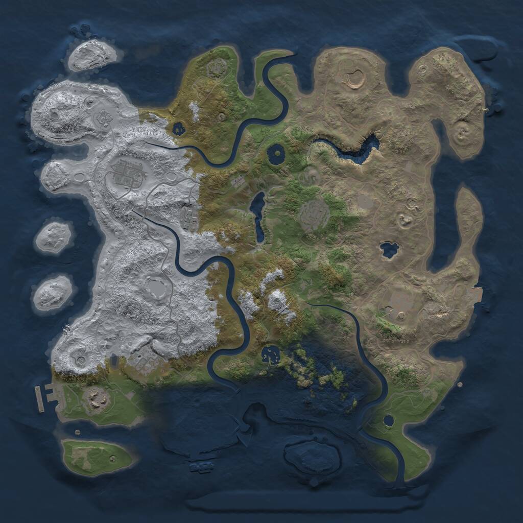 Rust Map: Procedural Map, Size: 4000, Seed: 635046, 14 Monuments
