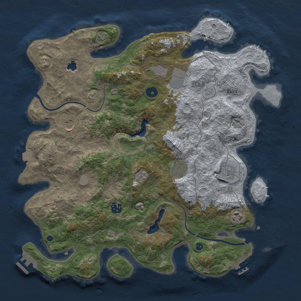 Rust Map: Procedural Map, Size: 4000, Seed: 16610, 13 Monuments