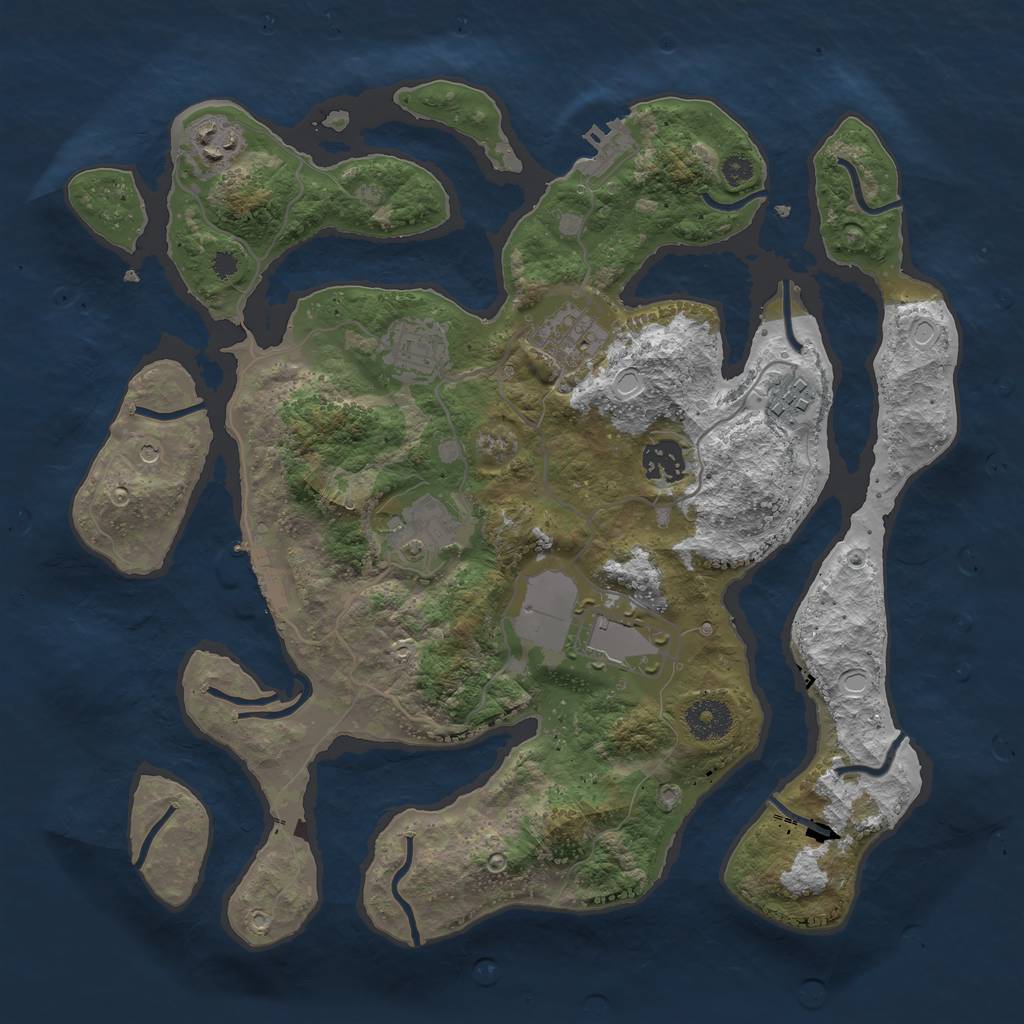 Rust Map: Procedural Map, Size: 3500, Seed: 93855, 18 Monuments