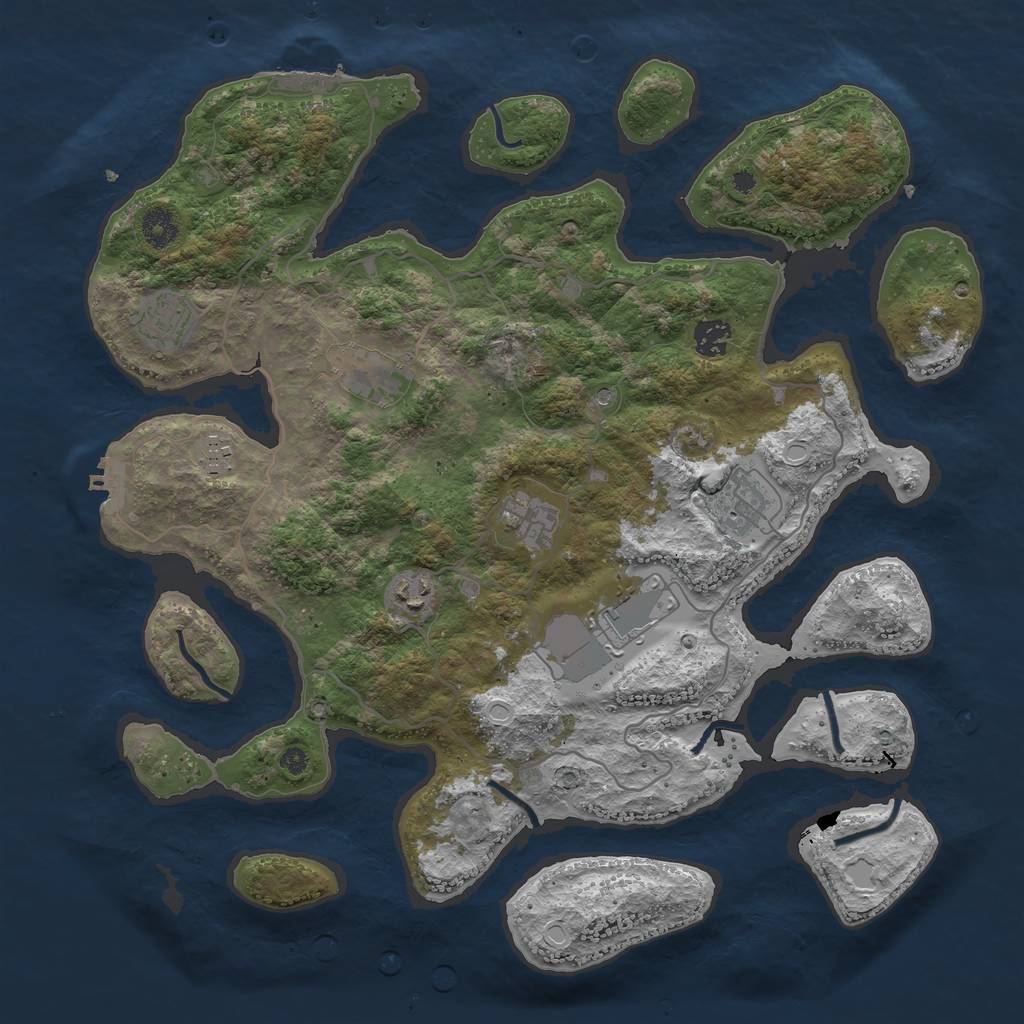 Rust Map: Procedural Map, Size: 4000, Seed: 523207267, 19 Monuments