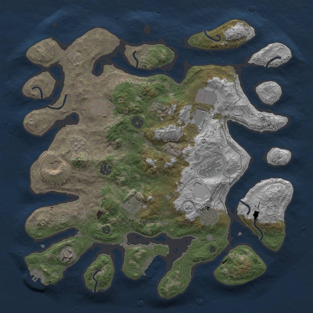 Rust Map: Procedural Map, Size: 4000, Seed: 541, 21 Monuments