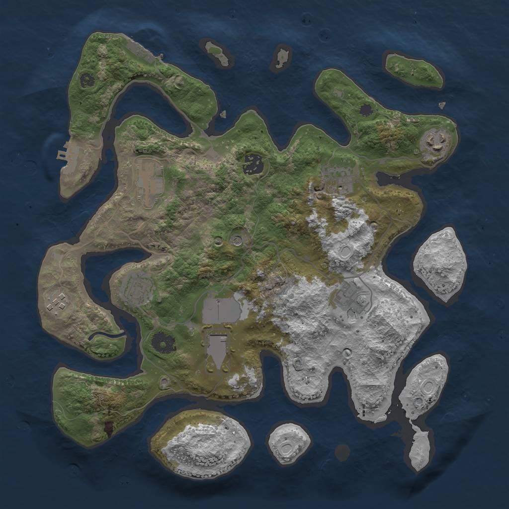 Rust Map: Procedural Map, Size: 3500, Seed: 58792928, 19 Monuments