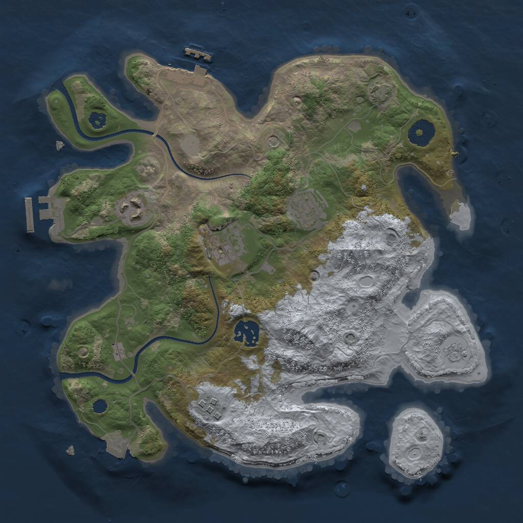 Rust Map: Procedural Map, Size: 3000, Seed: 1759360862, 11 Monuments