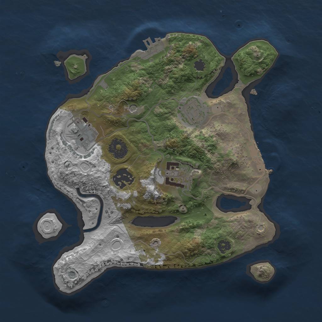 Rust Map: Procedural Map, Size: 2500, Seed: 121, 15 Monuments