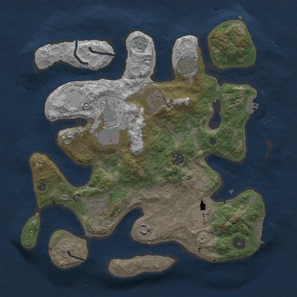 Rust Map: Procedural Map, Size: 3500, Seed: 54101323, 19 Monuments
