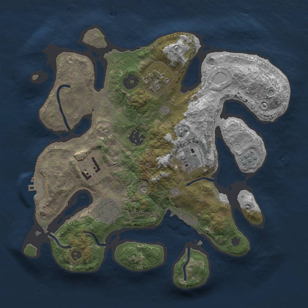 Rust Map: Procedural Map, Size: 3000, Seed: 32541, 17 Monuments
