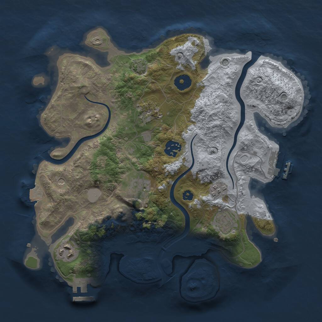 Rust Map: Procedural Map, Size: 3000, Seed: 32541, 11 Monuments