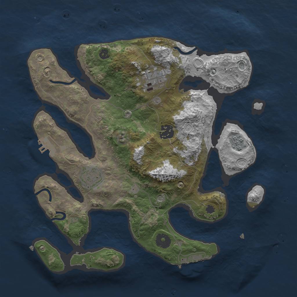 Rust Map: Procedural Map, Size: 3000, Seed: 32850425, 15 Monuments