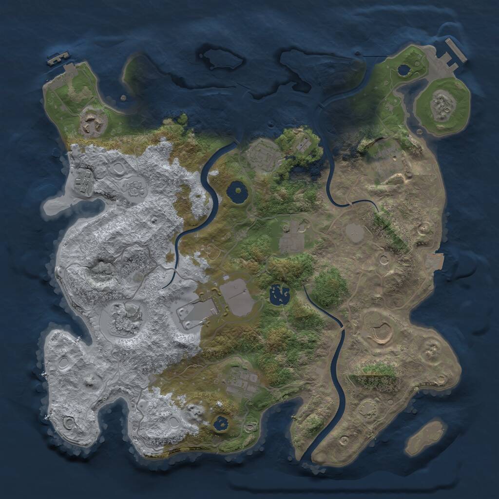 Rust Map: Procedural Map, Size: 3500, Seed: 643219845, 16 Monuments