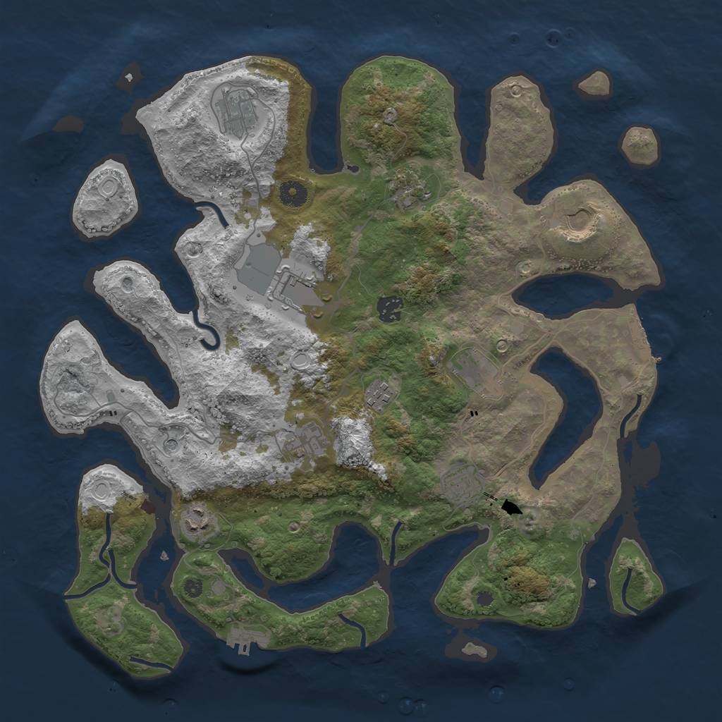 Rust Map: Procedural Map, Size: 3950, Seed: 18347602, 21 Monuments