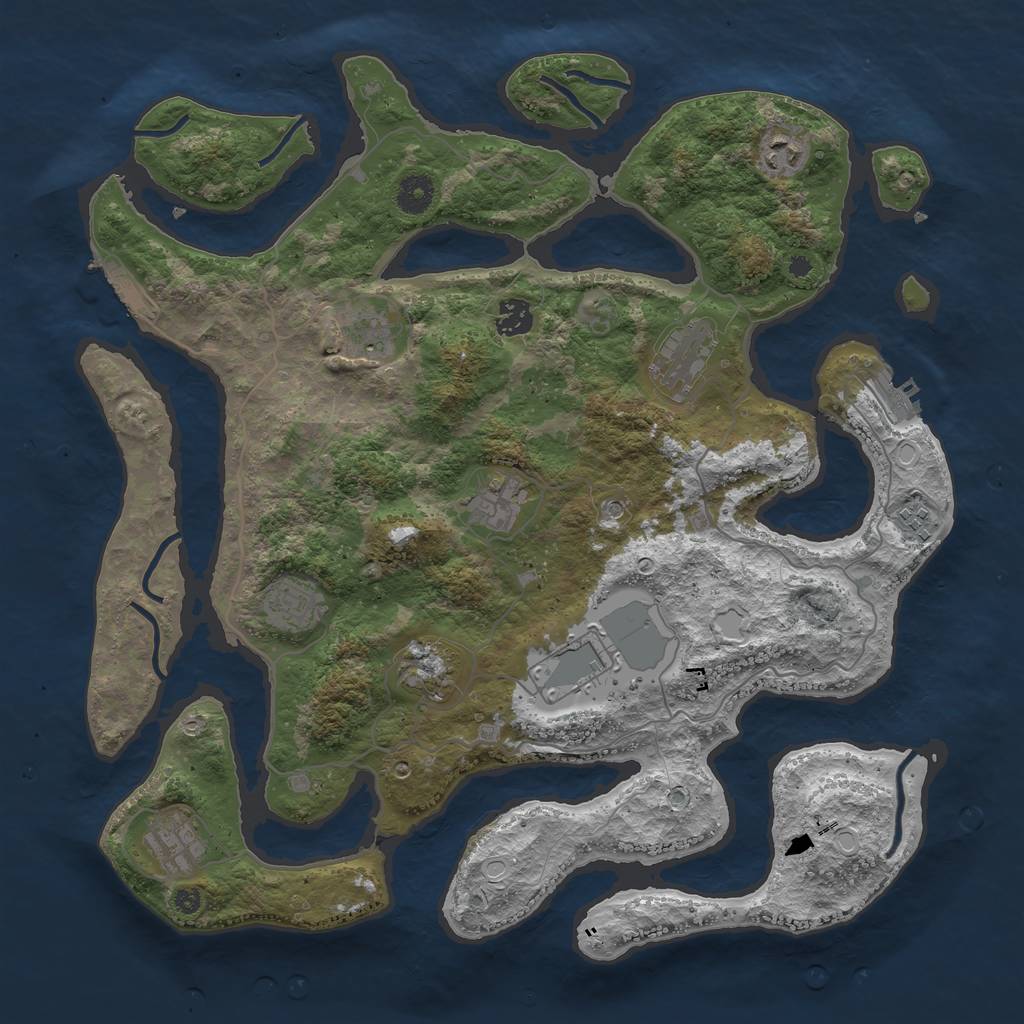 Rust Map: Procedural Map, Size: 4000, Seed: 215642, 21 Monuments