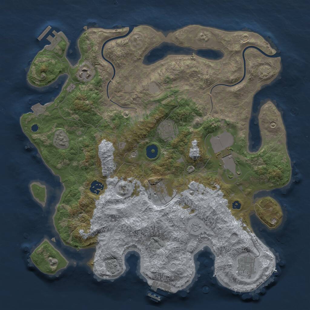 Rust Map: Procedural Map, Size: 3550, Seed: 29764255, 13 Monuments