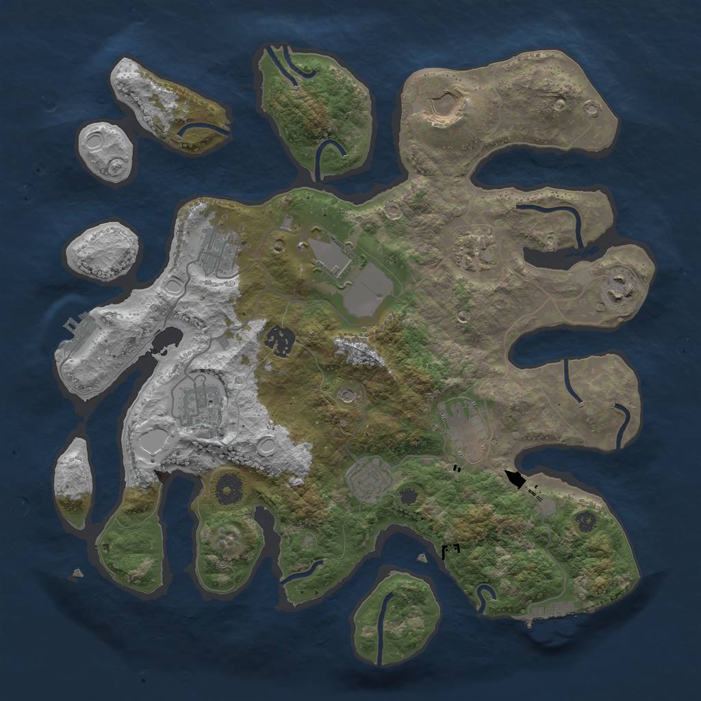 Rust Map: Procedural Map, Size: 3550, Seed: 13124, 20 Monuments