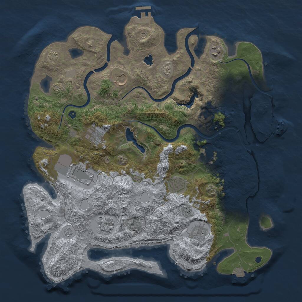Rust Map: Procedural Map, Size: 4000, Seed: 1487, 15 Monuments