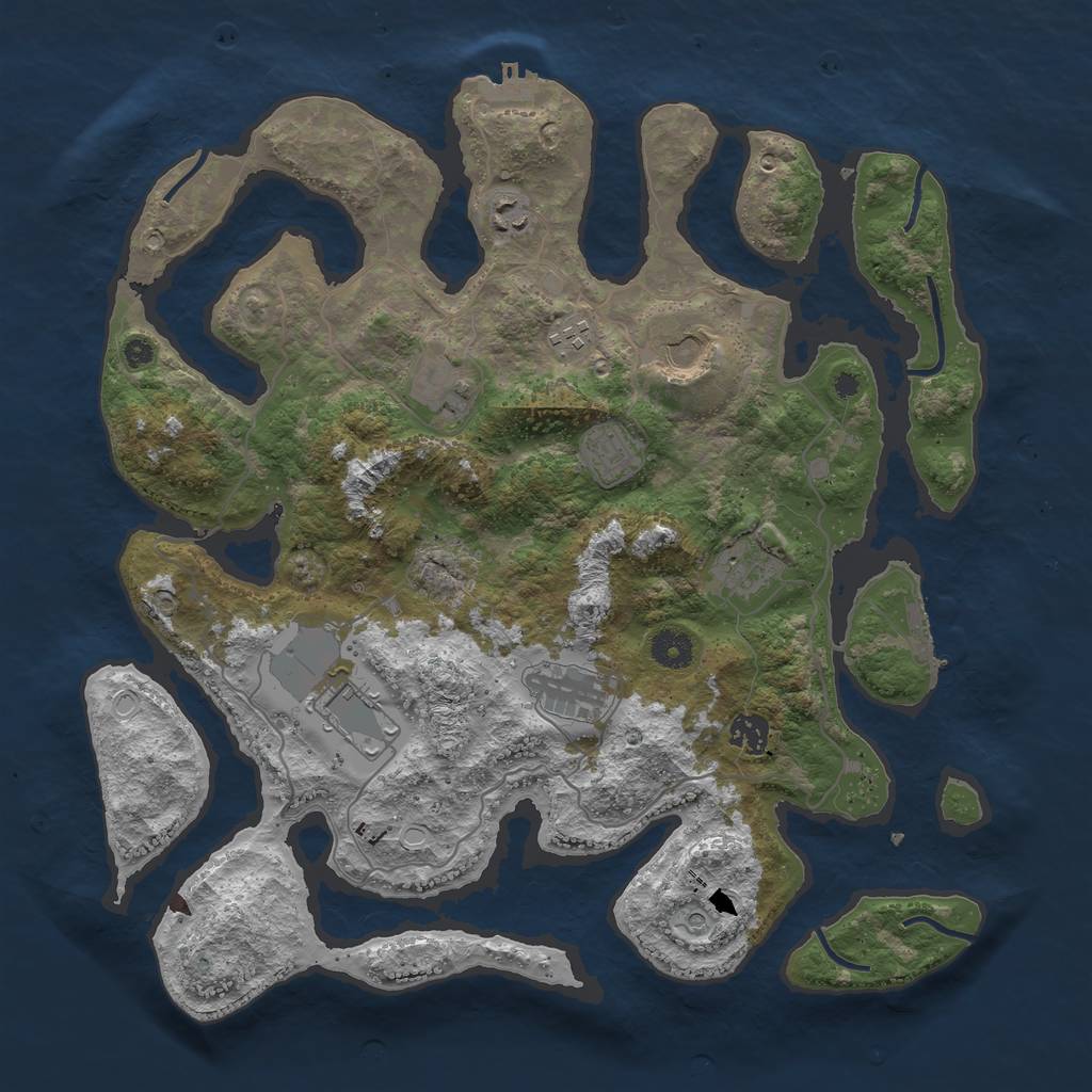 Rust Map: Procedural Map, Size: 4000, Seed: 1487, 20 Monuments