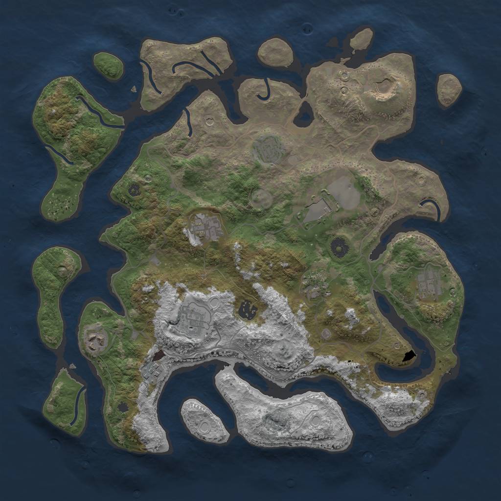 Rust Map: Procedural Map, Size: 4000, Seed: 2141225744, 19 Monuments