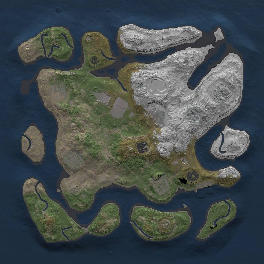 Rust Map: Procedural Map, Size: 3500, Seed: 855728494, 17 Monuments