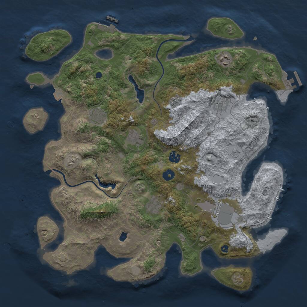 Rust Map: Procedural Map, Size: 4000, Seed: 242153, 13 Monuments