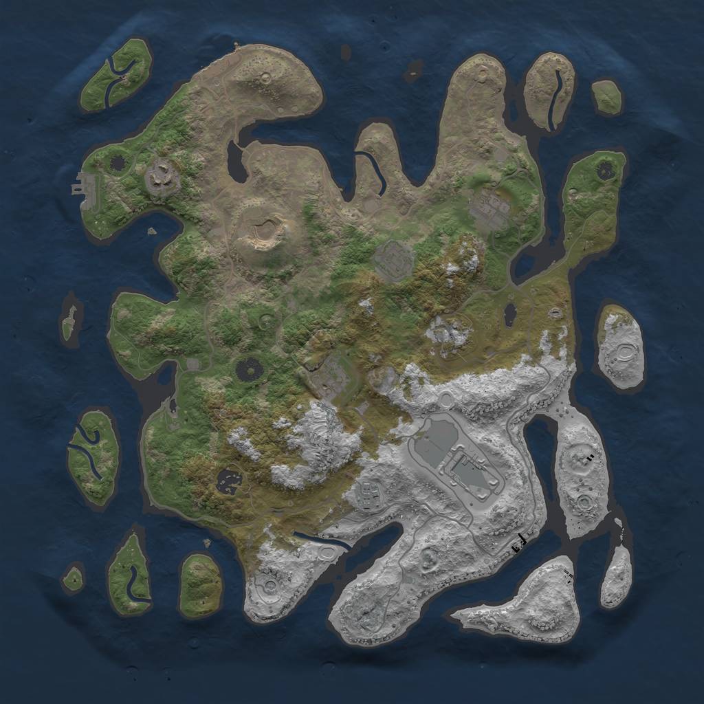 Rust Map: Procedural Map, Size: 4100, Seed: 243204388, 20 Monuments