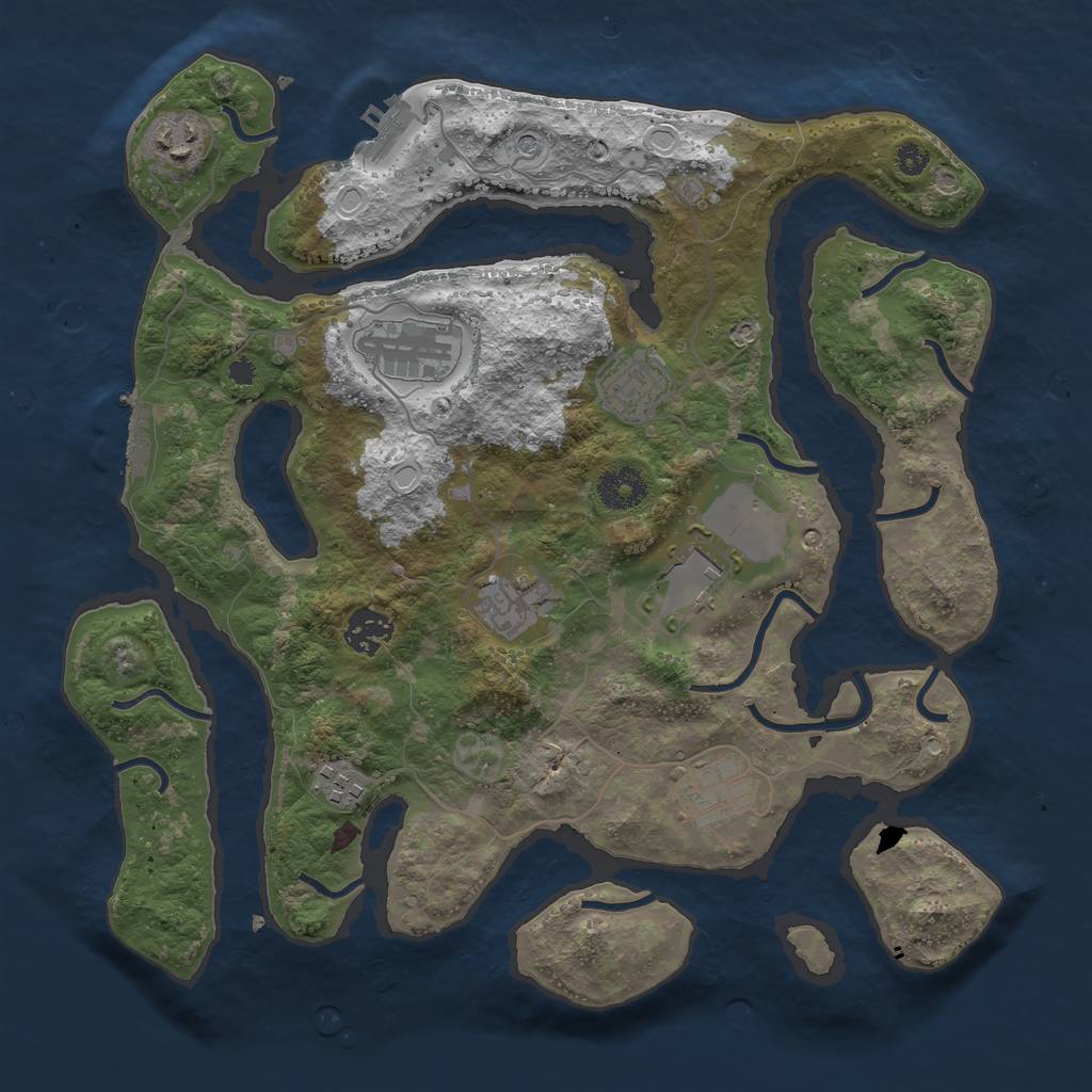 Rust Map: Procedural Map, Size: 3500, Seed: 553563364, 19 Monuments