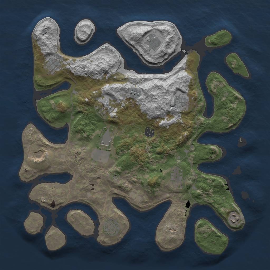 Rust Map: Barren, Size: 4000, Seed: 1940785062, 14 Monuments