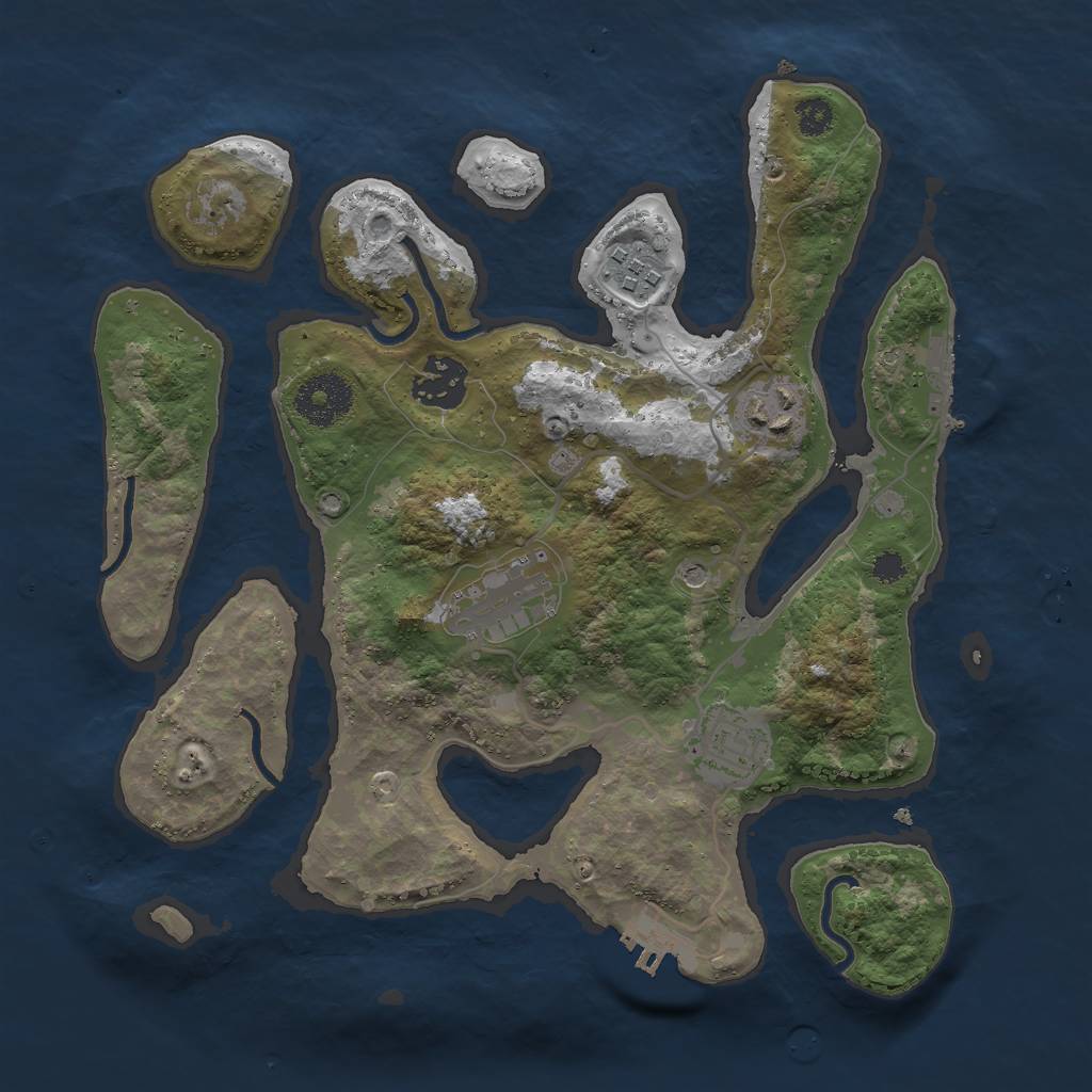 Rust Map: Procedural Map, Size: 3000, Seed: 352824025, 16 Monuments