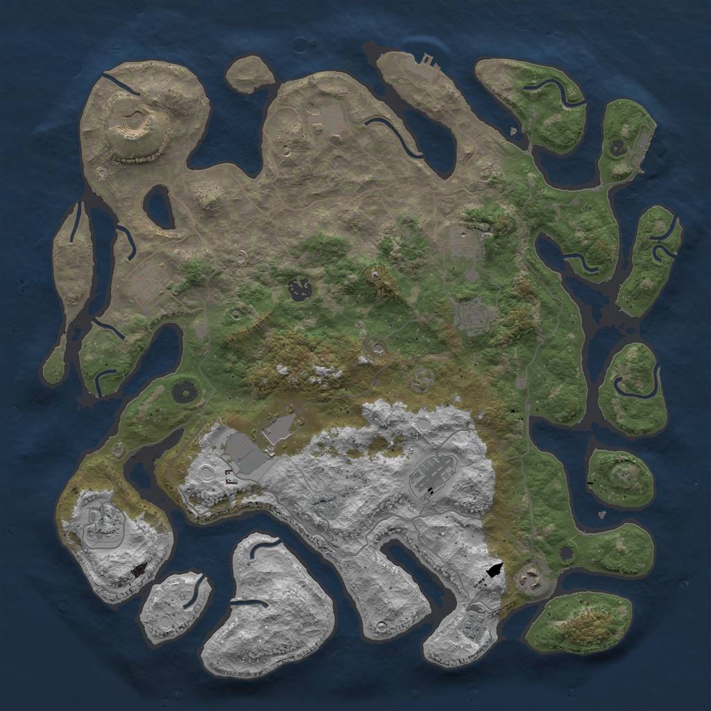 Rust Map: Procedural Map, Size: 4500, Seed: 964777411, 22 Monuments