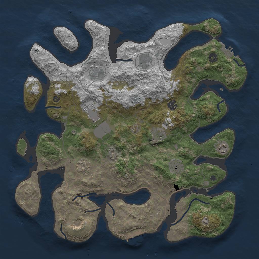 Rust Map: Procedural Map, Size: 4000, Seed: 14481842, 21 Monuments