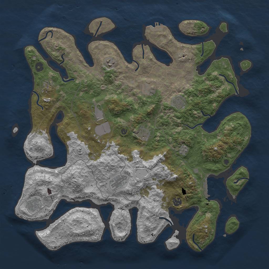 Rust Map: Procedural Map, Size: 4500, Seed: 761833633, 21 Monuments