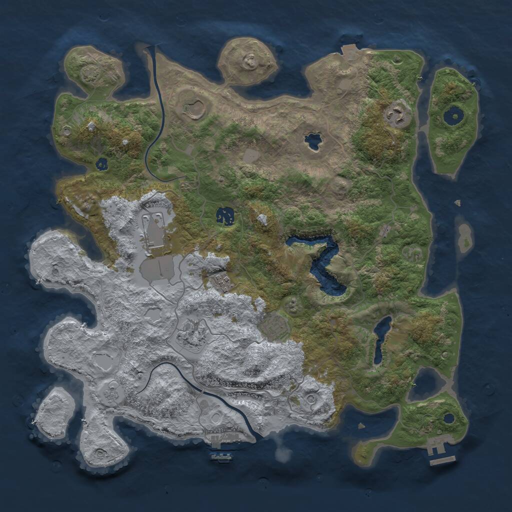 Rust Map: Procedural Map, Size: 4000, Seed: 600002323, 13 Monuments