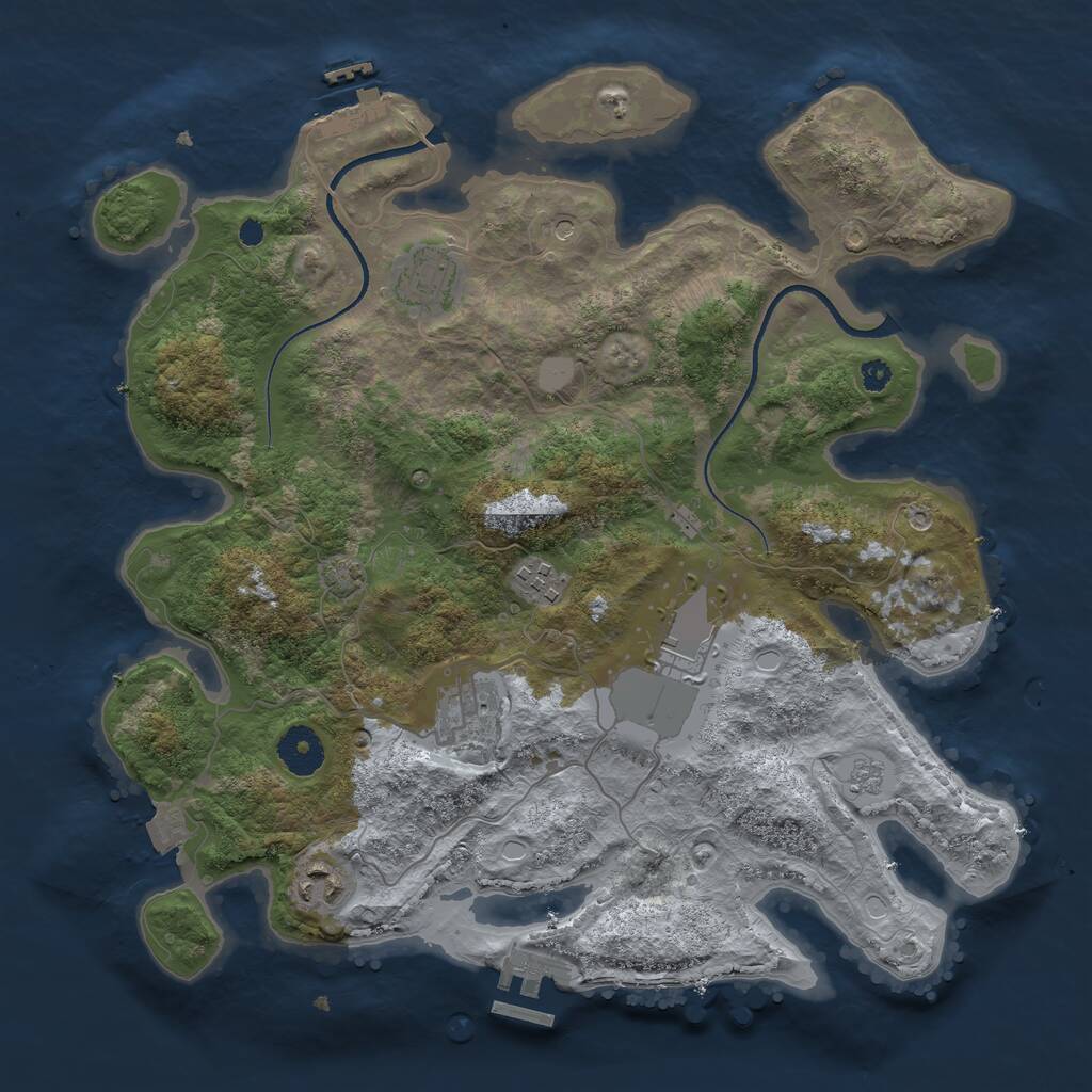 Rust Map: Procedural Map, Size: 3500, Seed: 13871, 11 Monuments