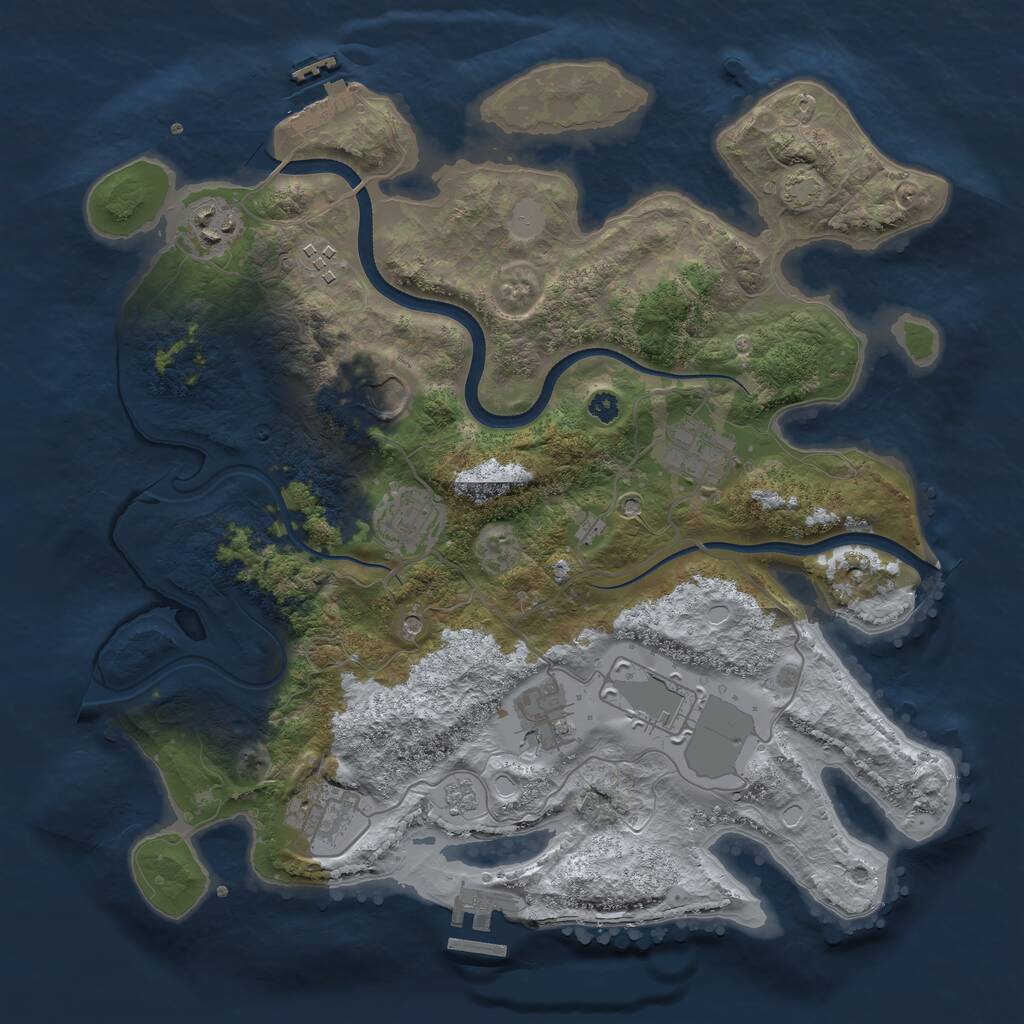 Rust Map: Procedural Map, Size: 3500, Seed: 13871, 14 Monuments
