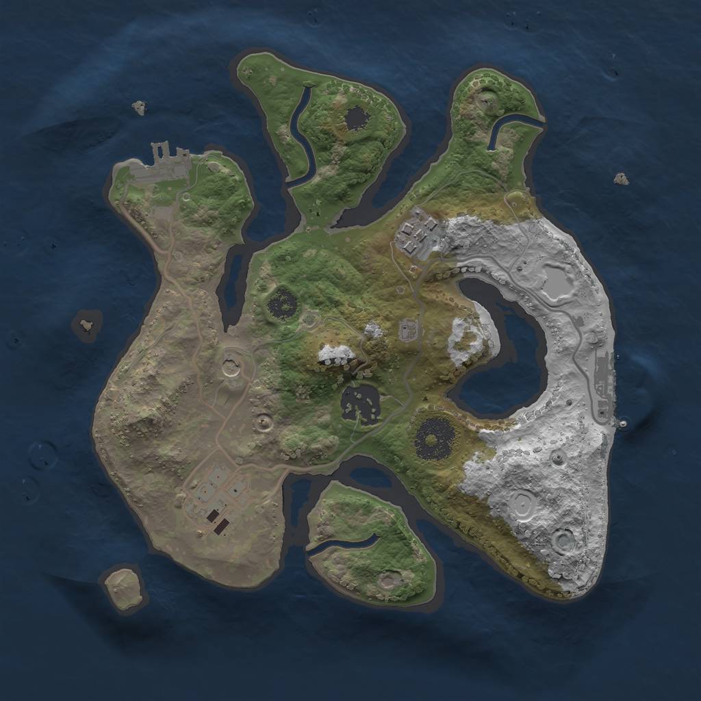 Rust Map: Procedural Map, Size: 2500, Seed: 142, 14 Monuments