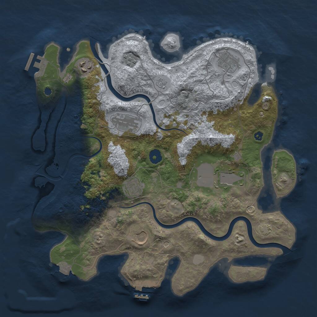 Rust Map: Procedural Map, Size: 3500, Seed: 757635612, 13 Monuments