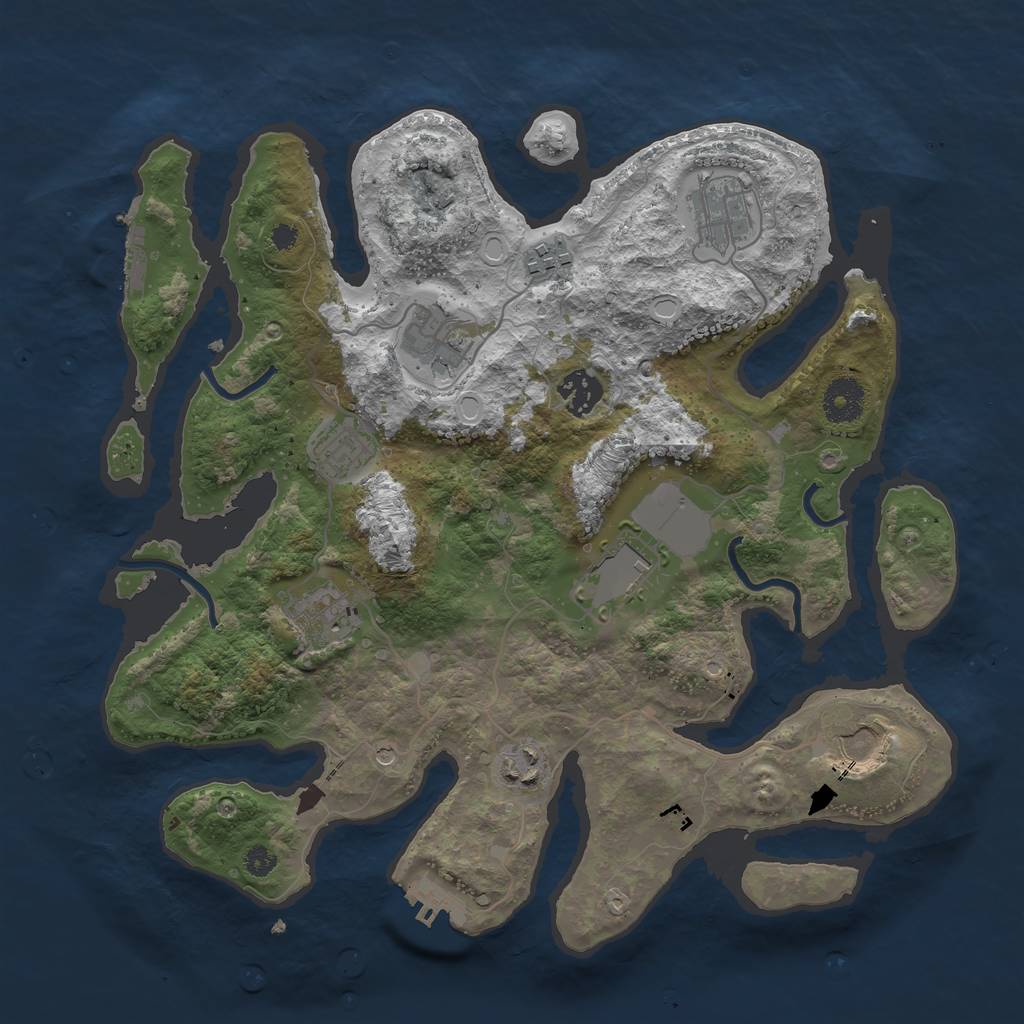 Rust Map: Procedural Map, Size: 3500, Seed: 757635612, 20 Monuments