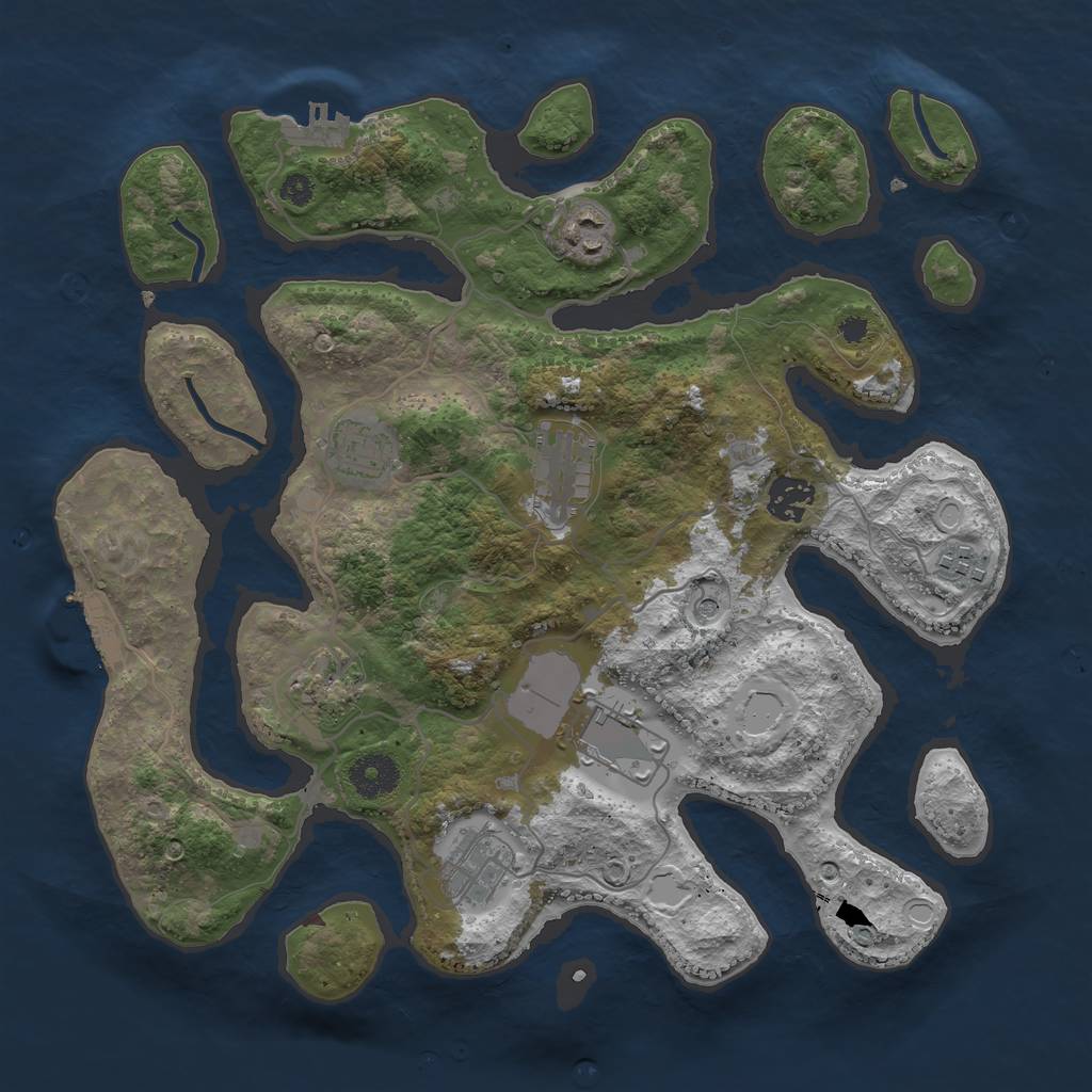 Rust Map: Procedural Map, Size: 3500, Seed: 35426521, 19 Monuments