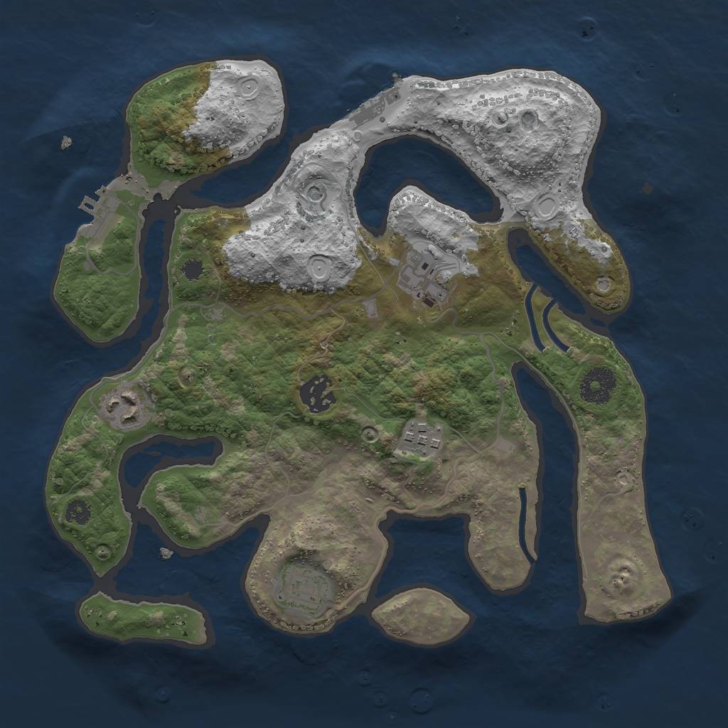Rust Map: Procedural Map, Size: 3000, Seed: 19230219, 16 Monuments