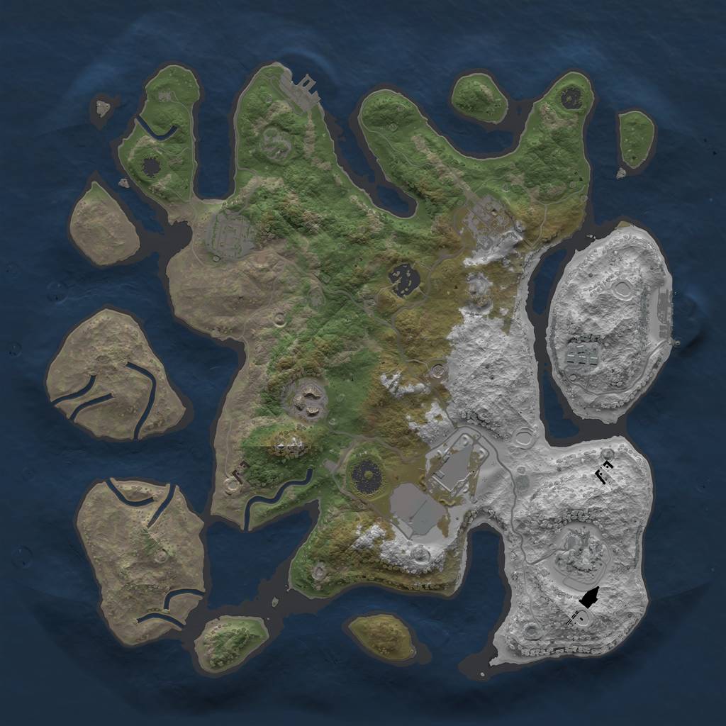 Rust Map: Procedural Map, Size: 3500, Seed: 1773470, 18 Monuments
