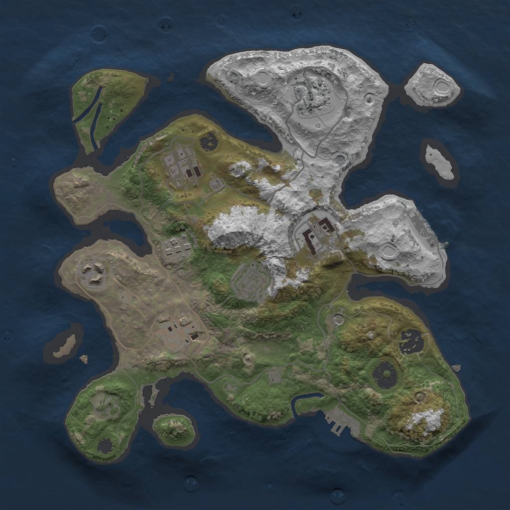 Rust Map: Procedural Map, Size: 3000, Seed: 1980555795, 19 Monuments