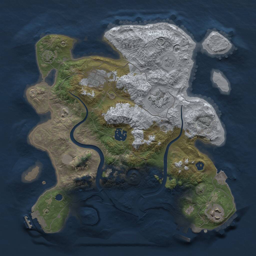 Rust Map: Procedural Map, Size: 3000, Seed: 1980555795, 11 Monuments