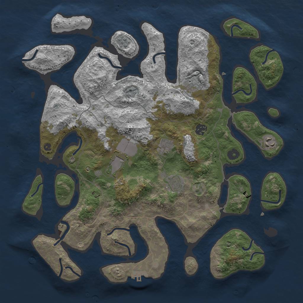 Rust Map: Procedural Map, Size: 4000, Seed: 7326, 17 Monuments