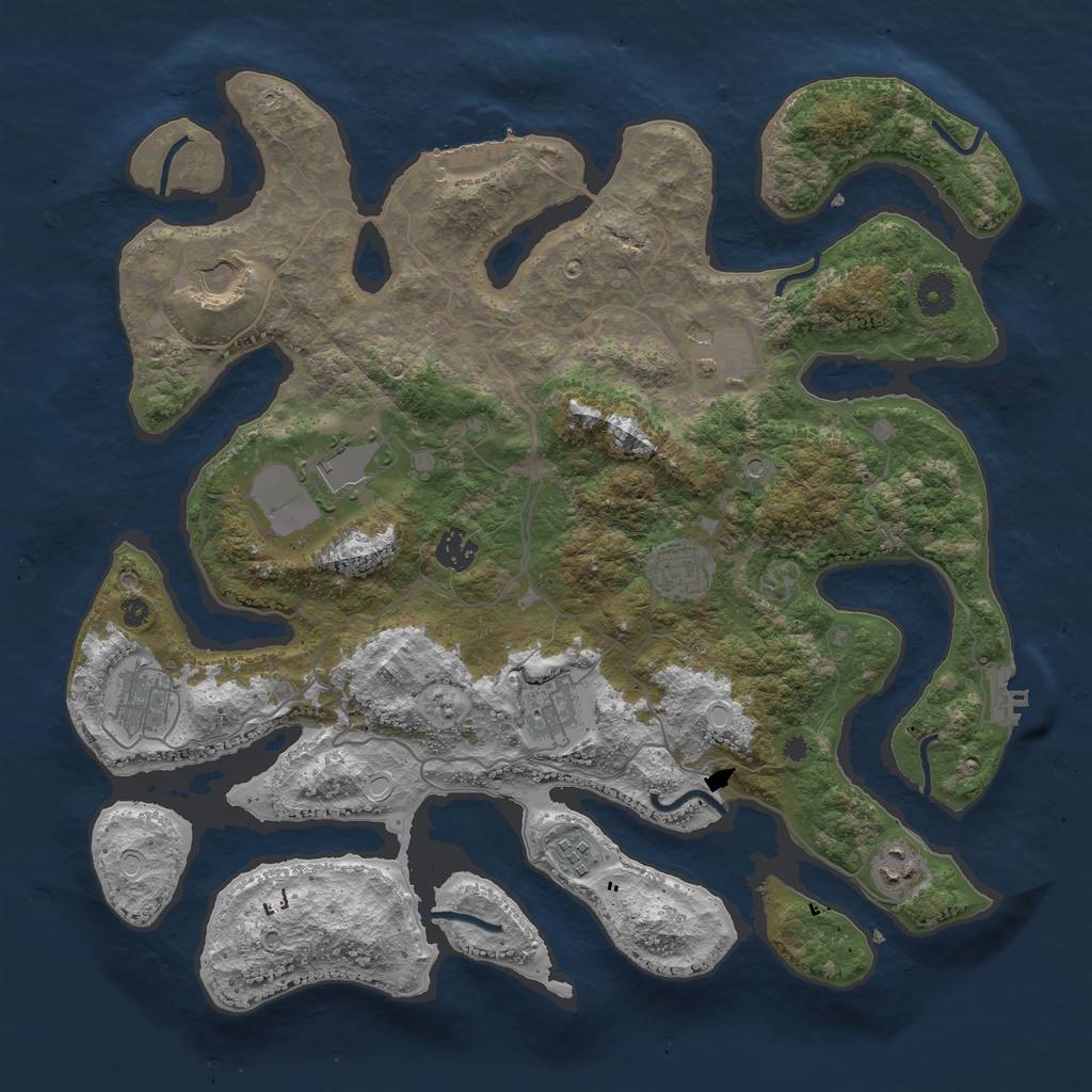 Rust Map: Procedural Map, Size: 4000, Seed: 6942, 20 Monuments