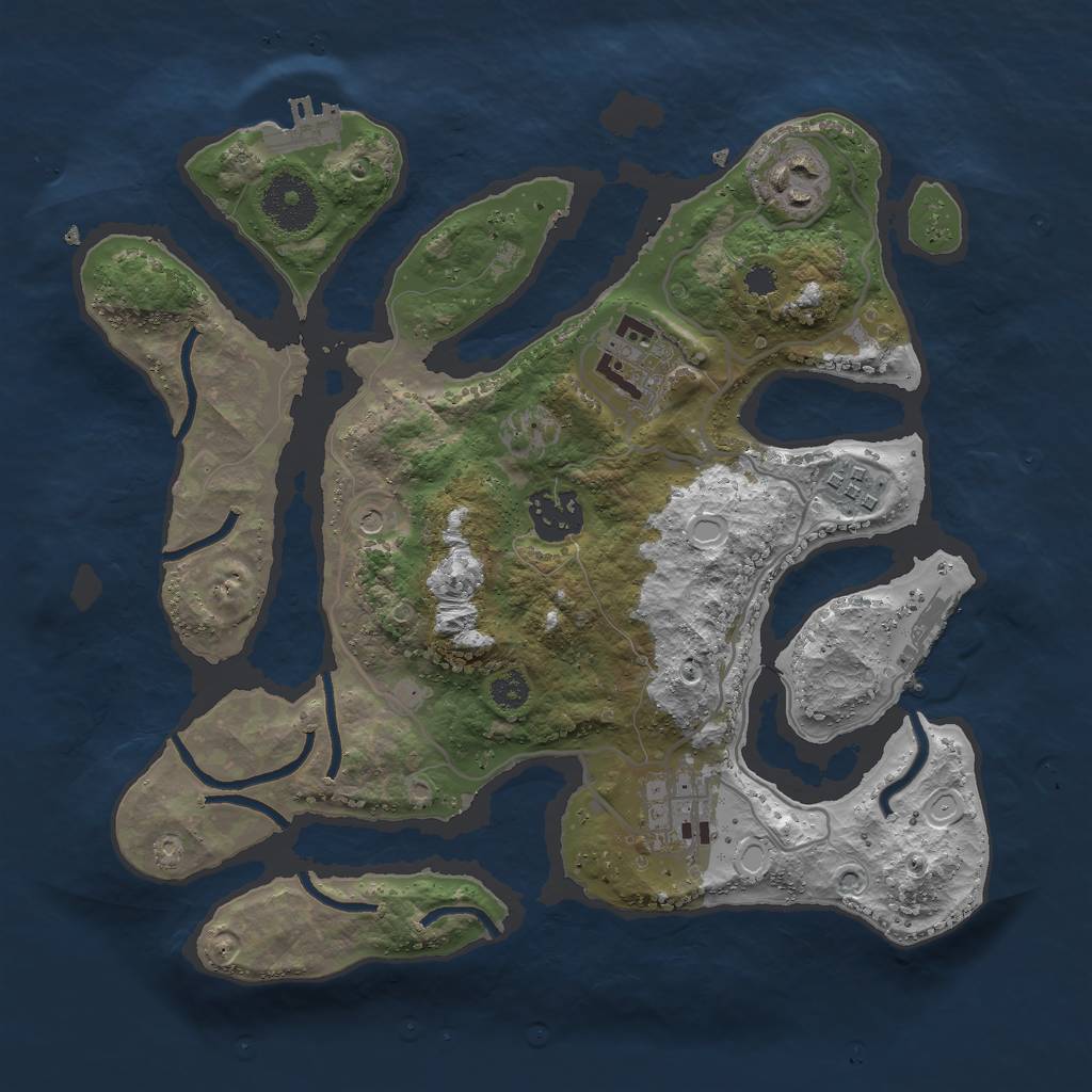 Rust Map: Procedural Map, Size: 3000, Seed: 1923497330, 16 Monuments